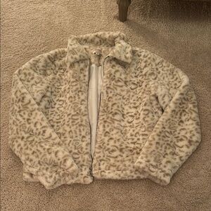 Leopard Print Faux Fur Jacket